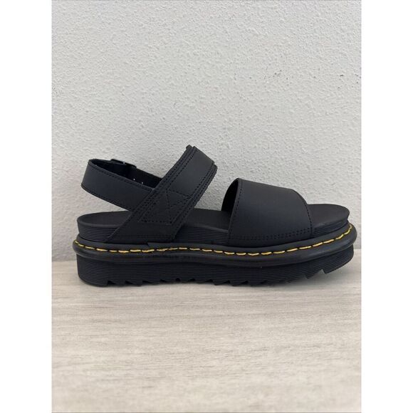 Dr. Martens Women Sz 8 Voss Mono Hydro BLACK Leather Sandals - Picture 3 of 13
